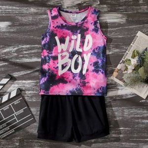 tie dye tank top and black short set wild boy summer